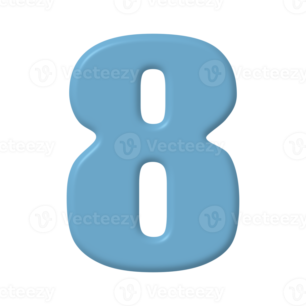 8 3D numbers element png