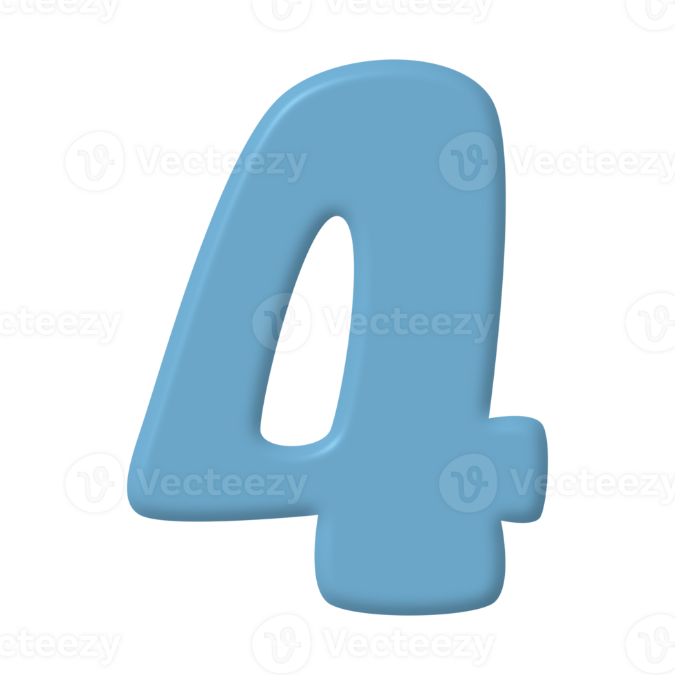 4 3D numbers element png