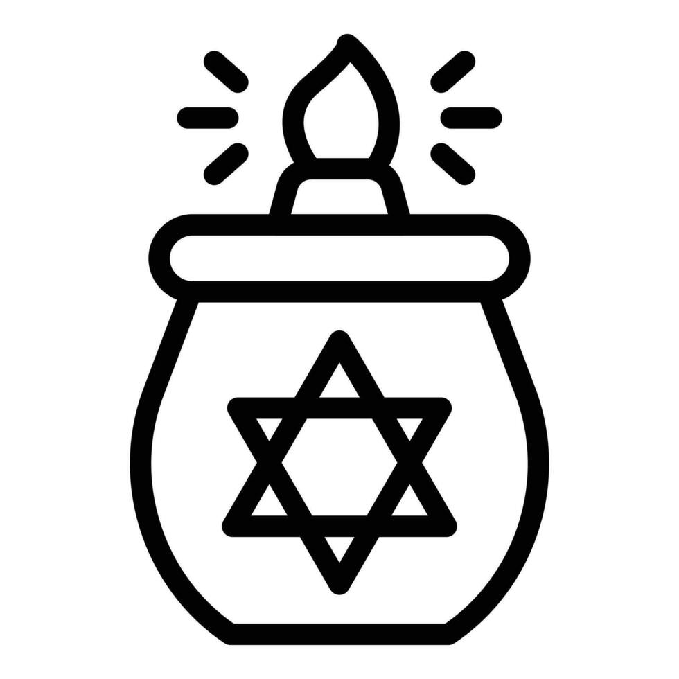 Candle burning pot icon outline vector. Israel religion vector