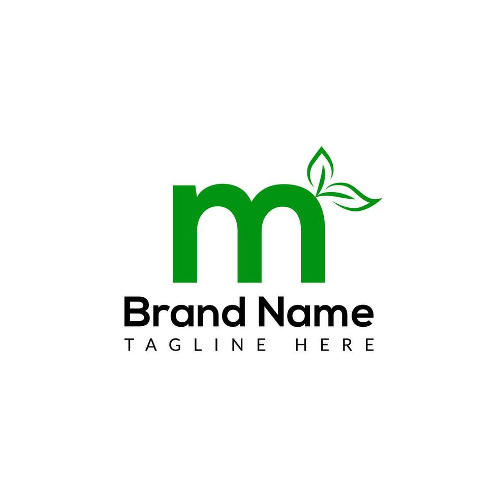 Eco Logo On Letter M Template. Eco On M Letter, Initial Eco, Leaf, Nature, Green Sign Concept vector