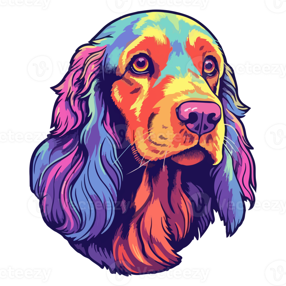 vistoso Inglés cocker spaniel perro, Inglés cocker spaniel retrato, perro pegatina acortar arte, perro amante diseño, ai generado. png