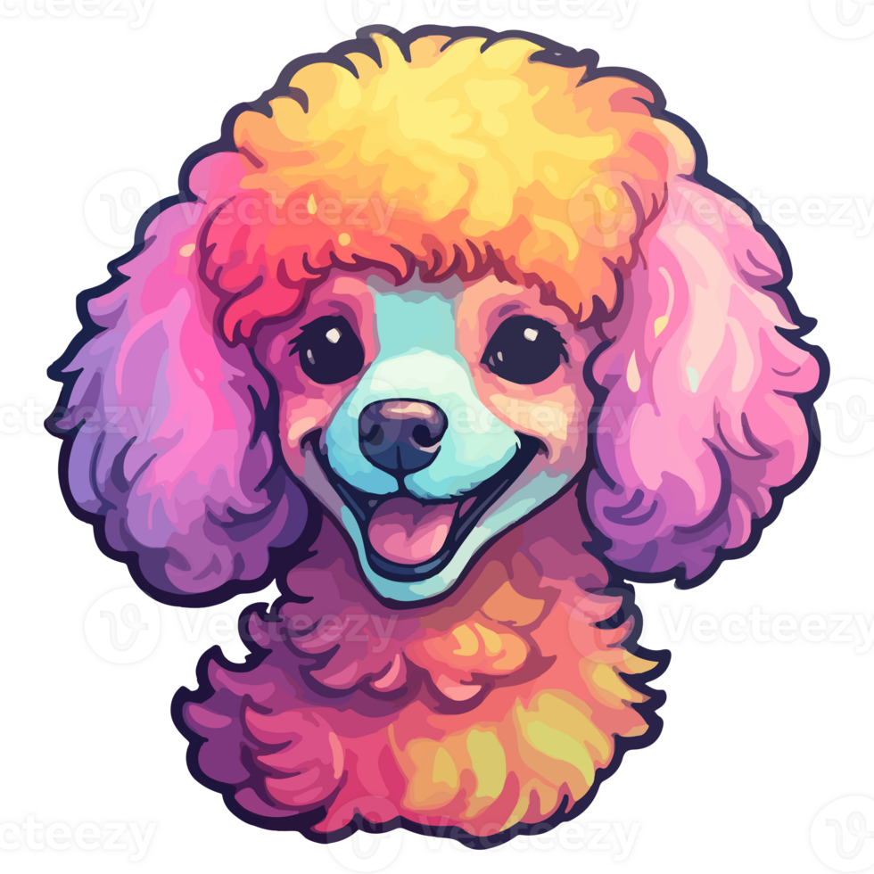 Colorful Poodle Dog, Poodle Portrait, Dog Sticker Clip art, Dog Lover design, . png