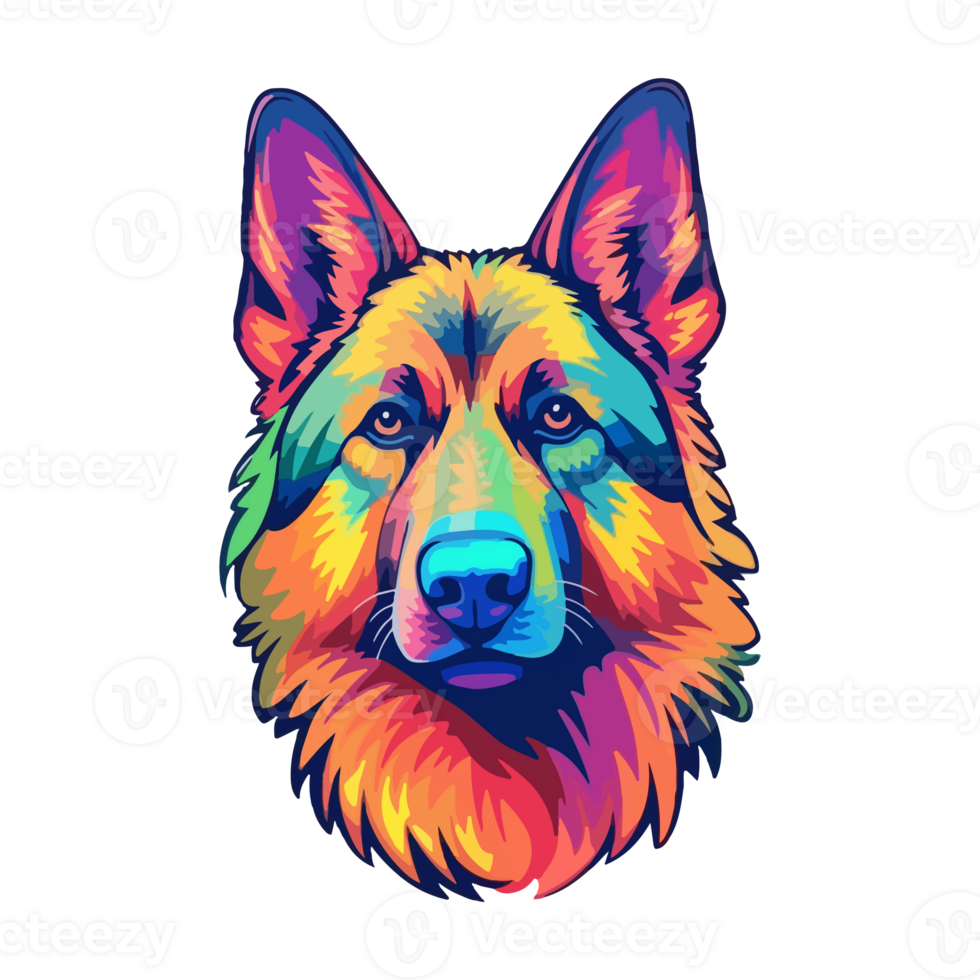 Colorful German Shepherd Dog German Shepherd Portrait Dog Sticker