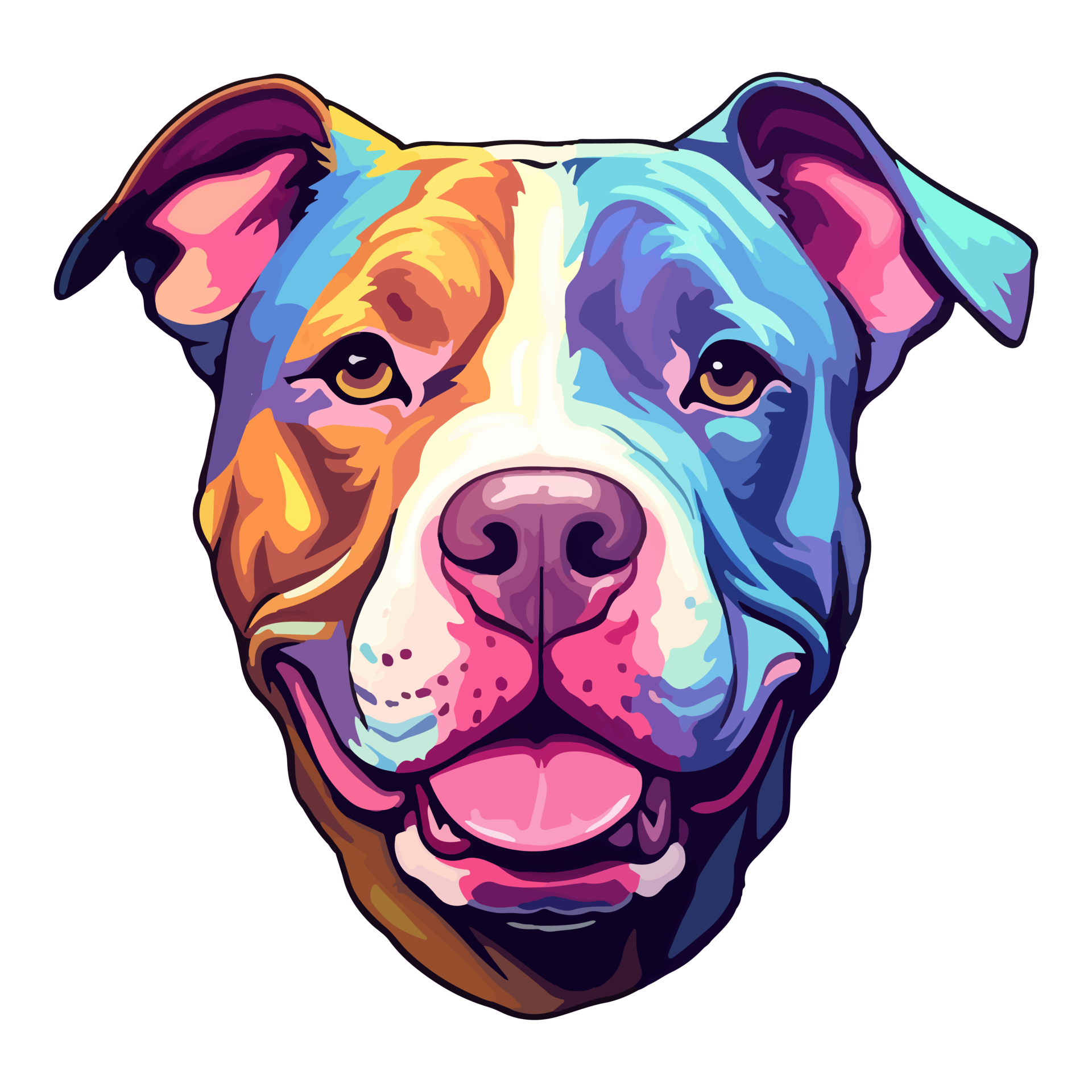 Drama Mono Disminución Colorful American pit bull Dog, American pit bull Portrait, Dog Sticker Clip  art, Dog Lover design, AI generated. 24240807 PNG
