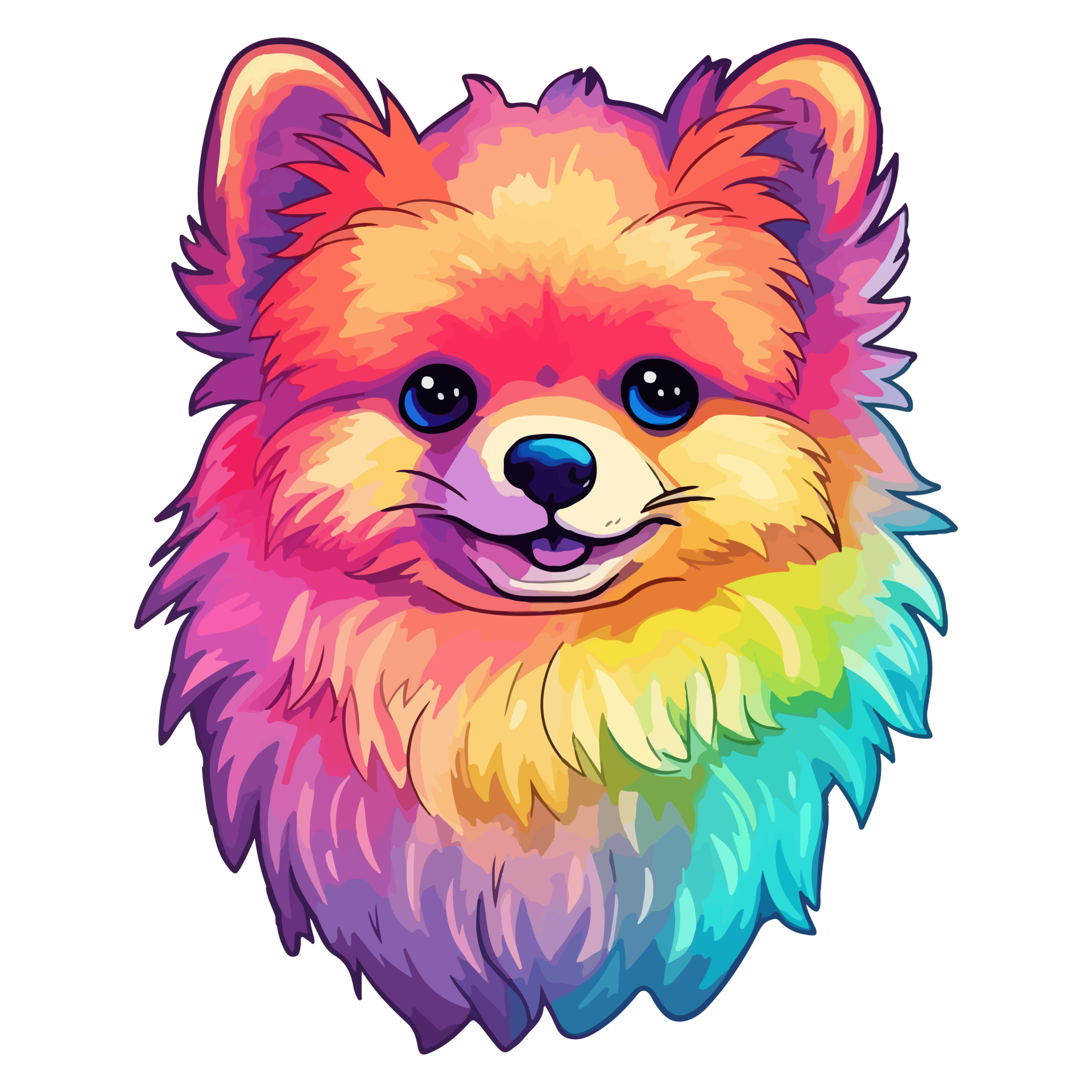 colorful-pomeranian-dog-pomeranian-portrait-dog-sticker-clip-art-dog