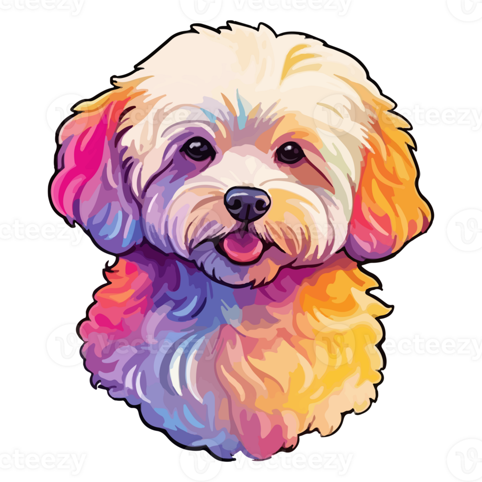 coloré maltipoo chien, maltipoo portrait, chien autocollant agrafe art, chien amoureux conception, ai généré. png