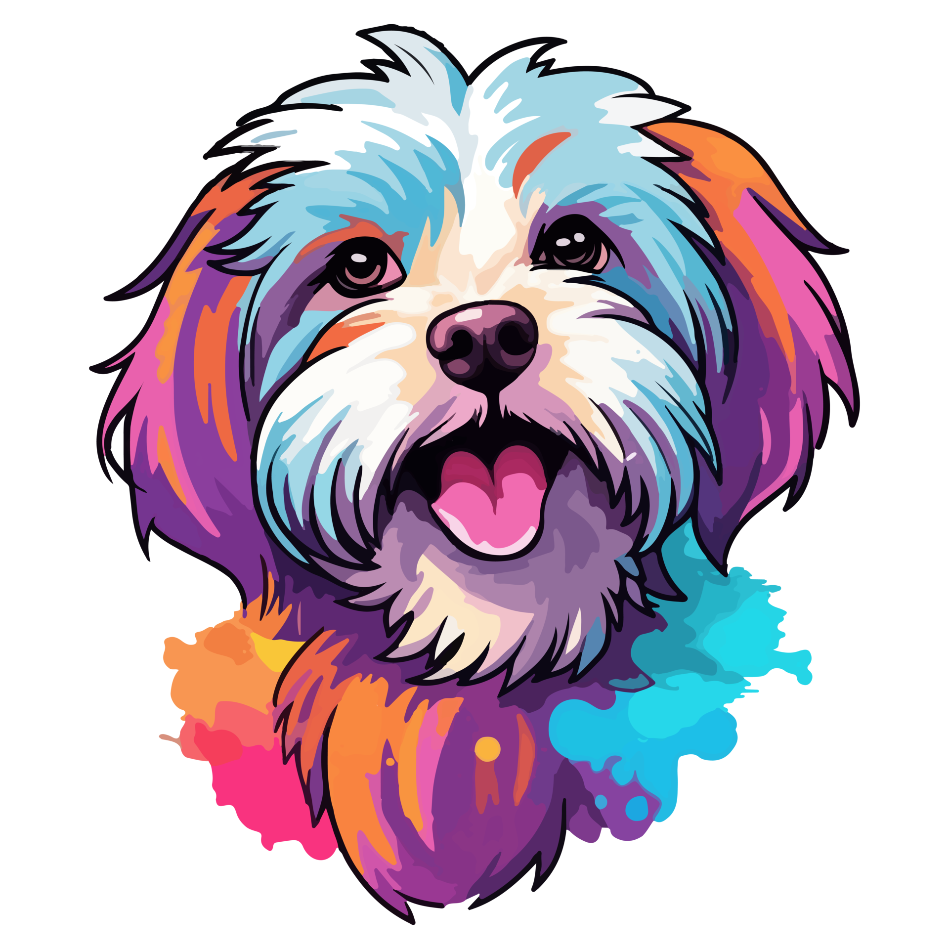 colorida havanese cachorro, havanese retrato, cachorro adesivo grampo