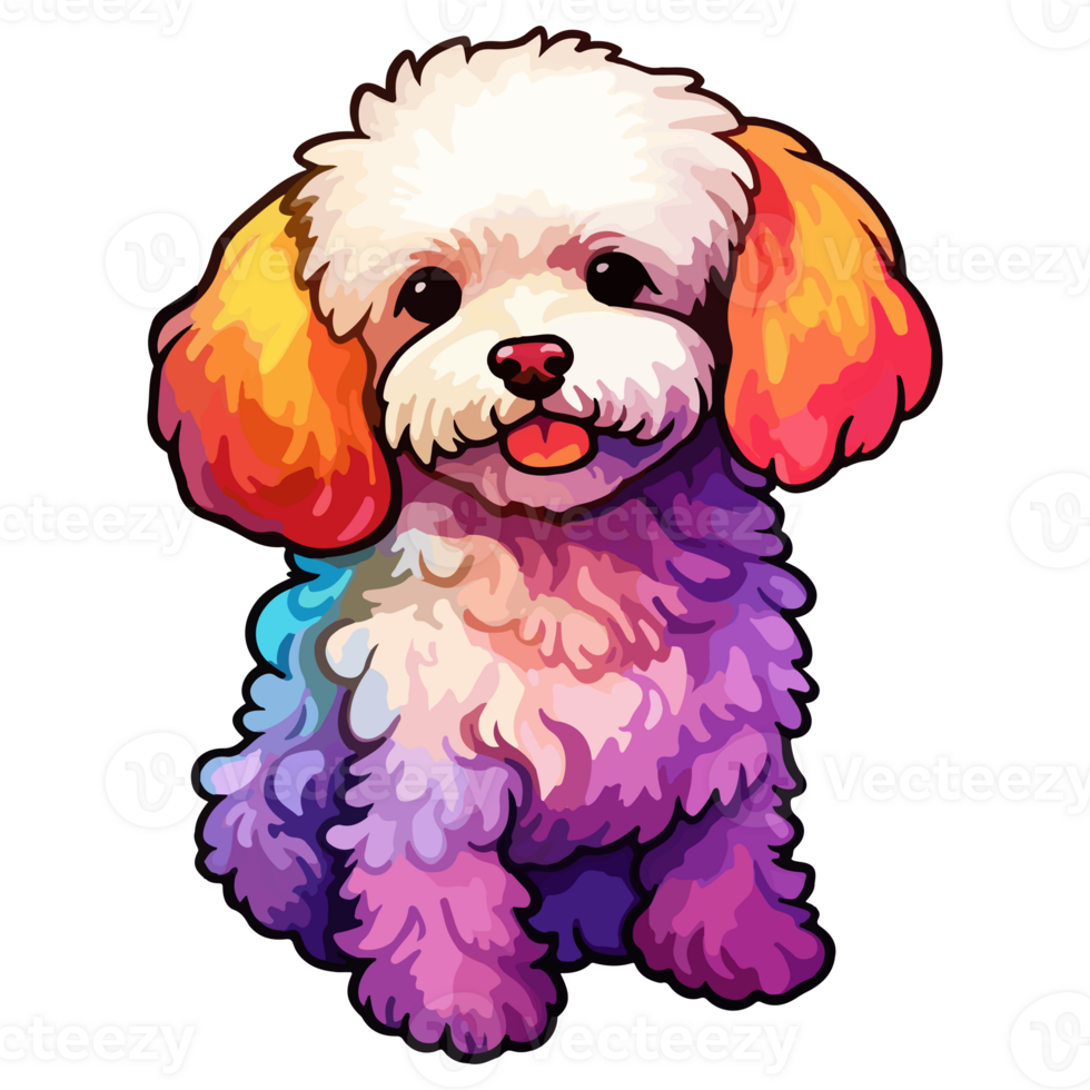 Colorful Bichon Frise Dog, Bichon Frise Portrait, Dog Sticker Clip art, Dog Lover design, . png