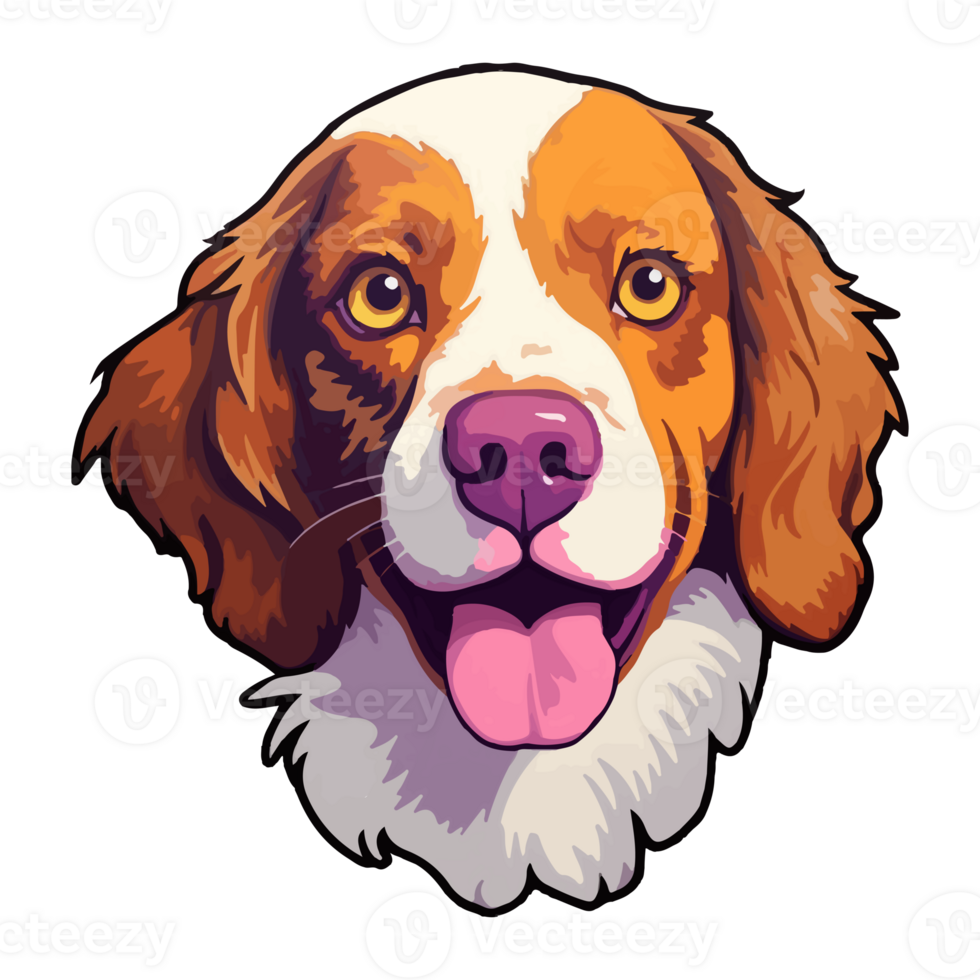 vistoso Bretaña spaniel perro, Bretaña spaniel retrato, perro pegatina acortar arte, perro amante diseño, ai generado. png