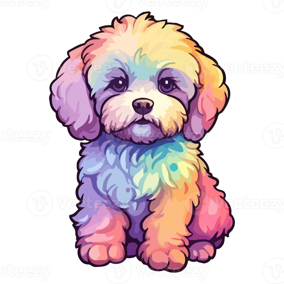 colorato maltipoo cane, maltipoo ritratto, cane etichetta clip arte, cane amante disegno, ai generato. png