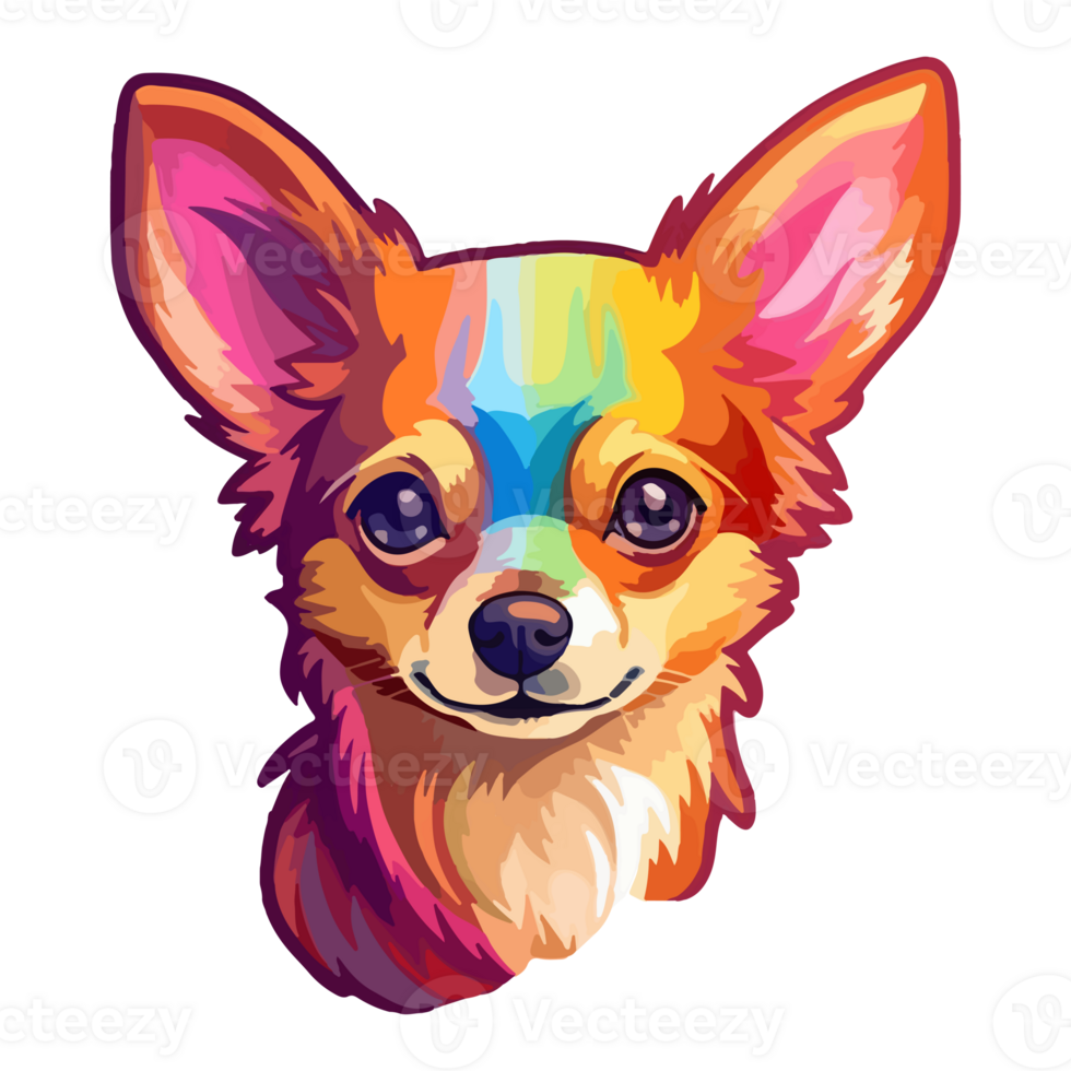 Colorful Chihuahua Dog, Chihuahua Portrait, Dog Sticker Clip art, Dog Lover design, . png