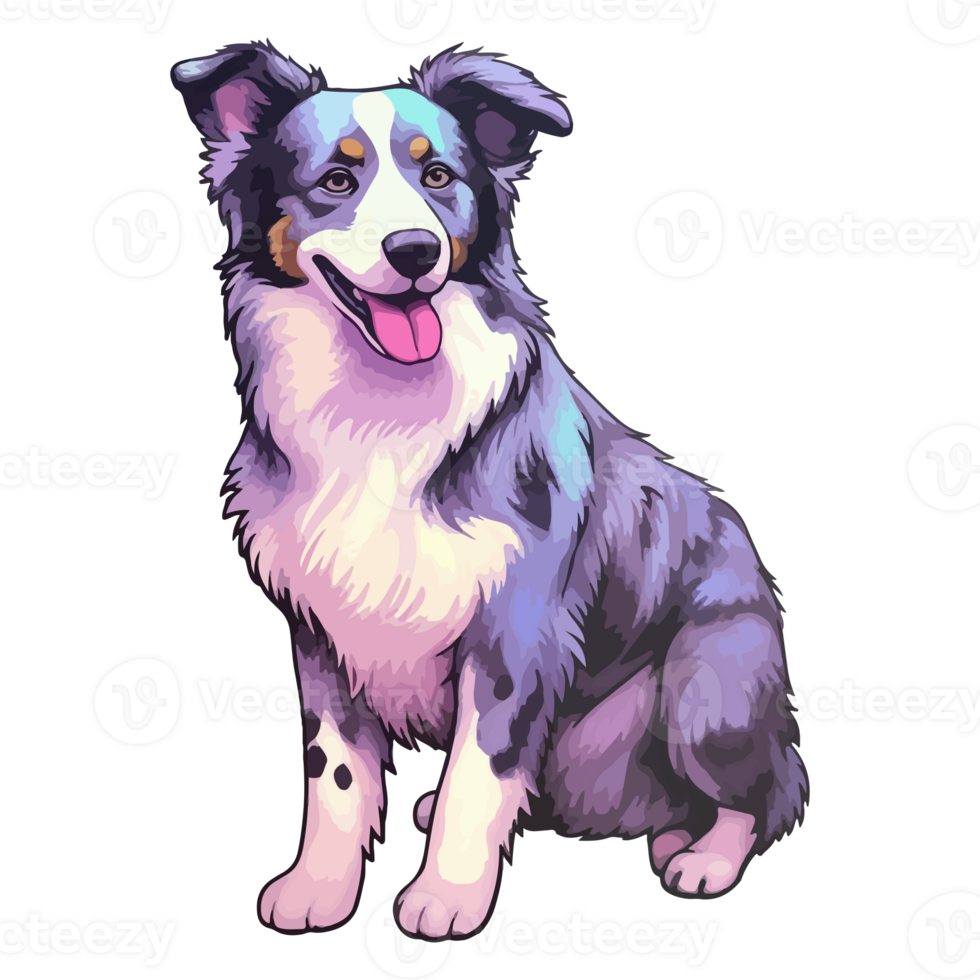 färgrik gräns collie hund, gräns collie porträtt, hund klistermärke klämma konst, hund älskare design, ai genererad. png