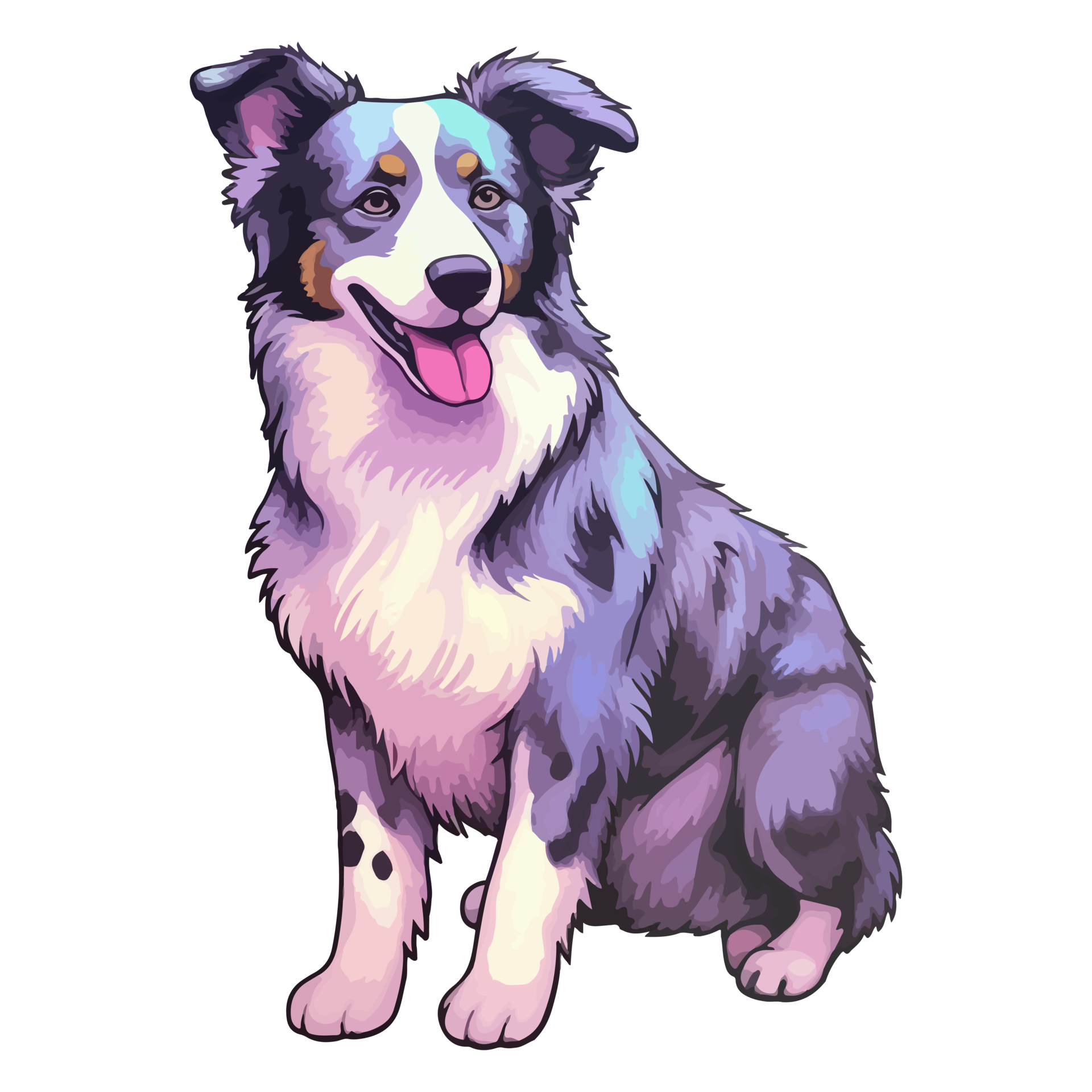 vistoso frontera collie perro, frontera collie retrato, perro pegatina