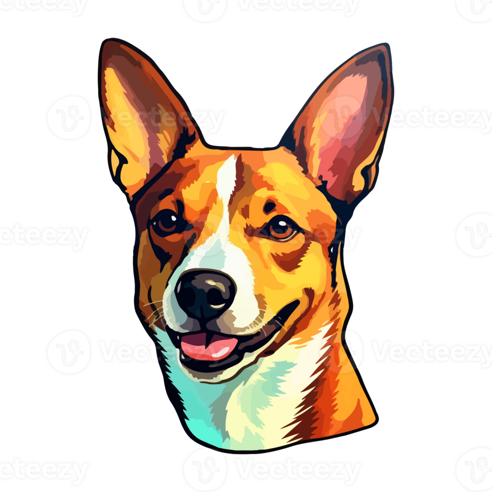 Colorful Basenji Dog, Basenji Portrait, Dog Sticker Clip art, Dog Lover design, . png