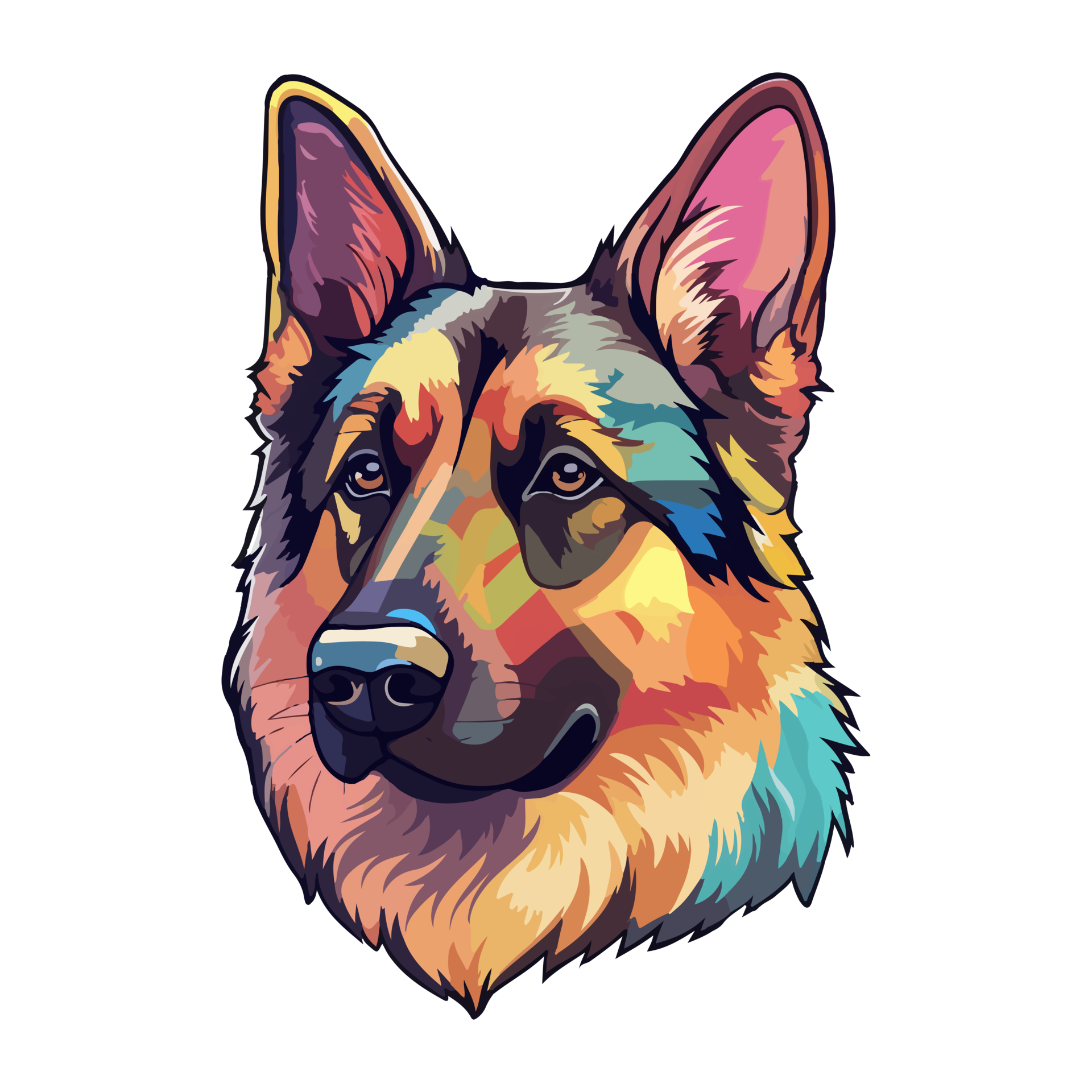 Colorful German shepherd Dog, German shepherd Portrait, Dog Sticker ...