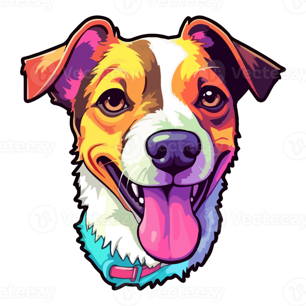 kleurrijk jack Russell terriër hond, jack Russell terriër portret, hond sticker klem kunst, hond minnaar ontwerp, ai gegenereerd. png