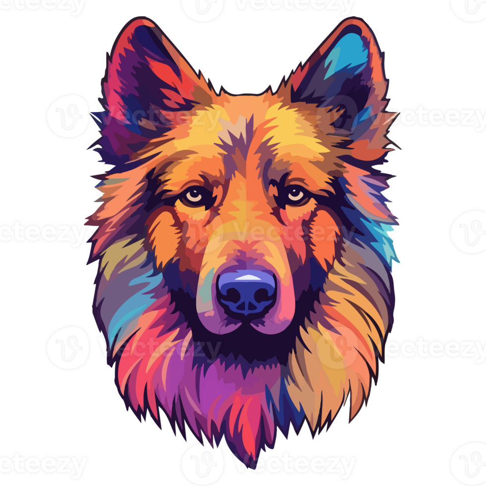 kleurrijk belgisch herder hond, belgisch herder portret, hond sticker klem kunst, hond minnaar ontwerp, ai gegenereerd. png