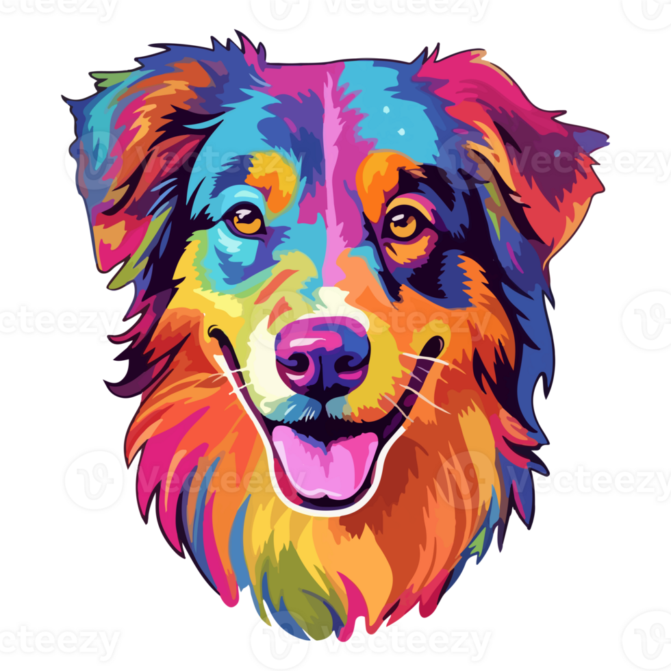 Colorful Australian Shepherd Dog, Australian Shepherd Portrait, Dog ...