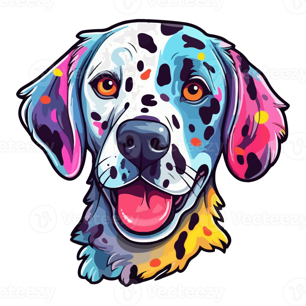 Colorful Dalmatian Dog, Dalmatian Portrait, Dog Sticker Clip art, Dog Lover design, . png