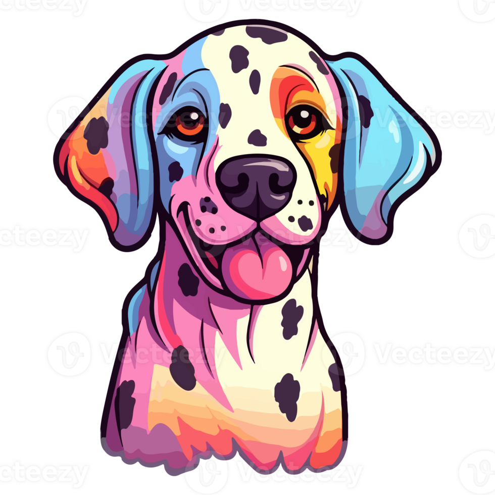 Colorful Dalmatian Dog, Dalmatian Portrait, Dog Sticker Clip art, Dog Lover design, . png