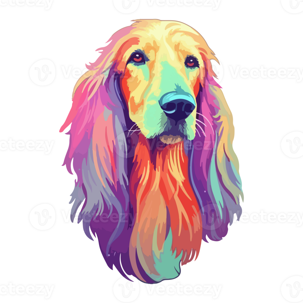 Colorful Afghan Hound Dog, Afghan Hound Portrait, Dog Sticker Clipart, Dog Lover design, . png