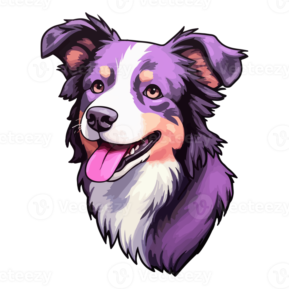 Colorful Border collie Dog, Border collie Portrait, Dog Sticker Clip ...