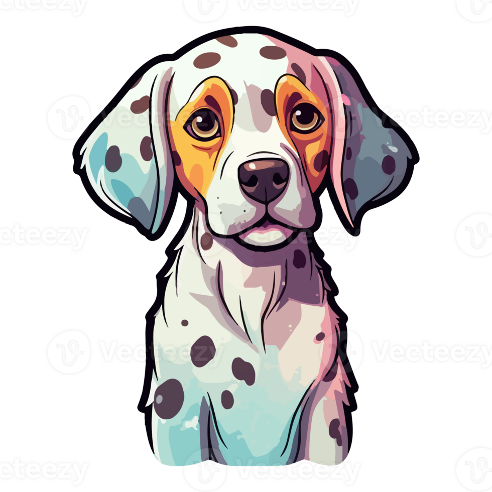 Colorful Dalmatian Dog, Dalmatian Portrait, Dog Sticker Clip art, Dog Lover design, . png