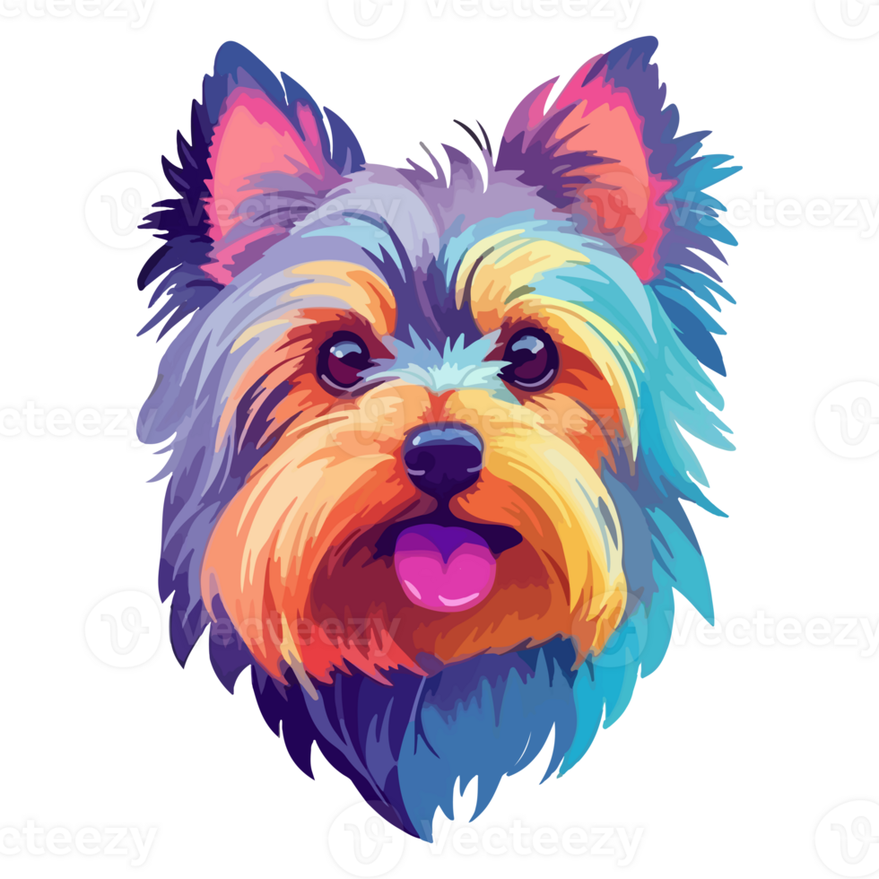 Colorful Yorkshire Terrier Dog, Yorkshire Terrier Portrait, Dog Sticker