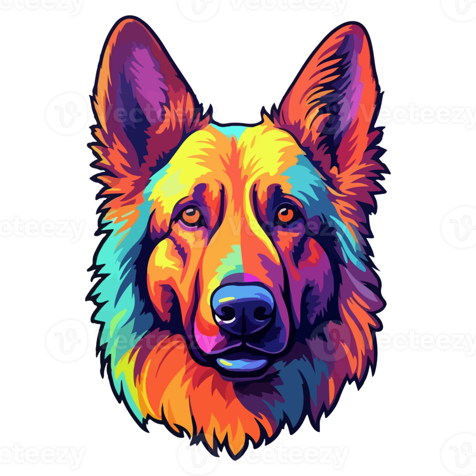 kleurrijk belgisch herder hond, belgisch herder portret, hond sticker klem kunst, hond minnaar ontwerp, ai gegenereerd. png