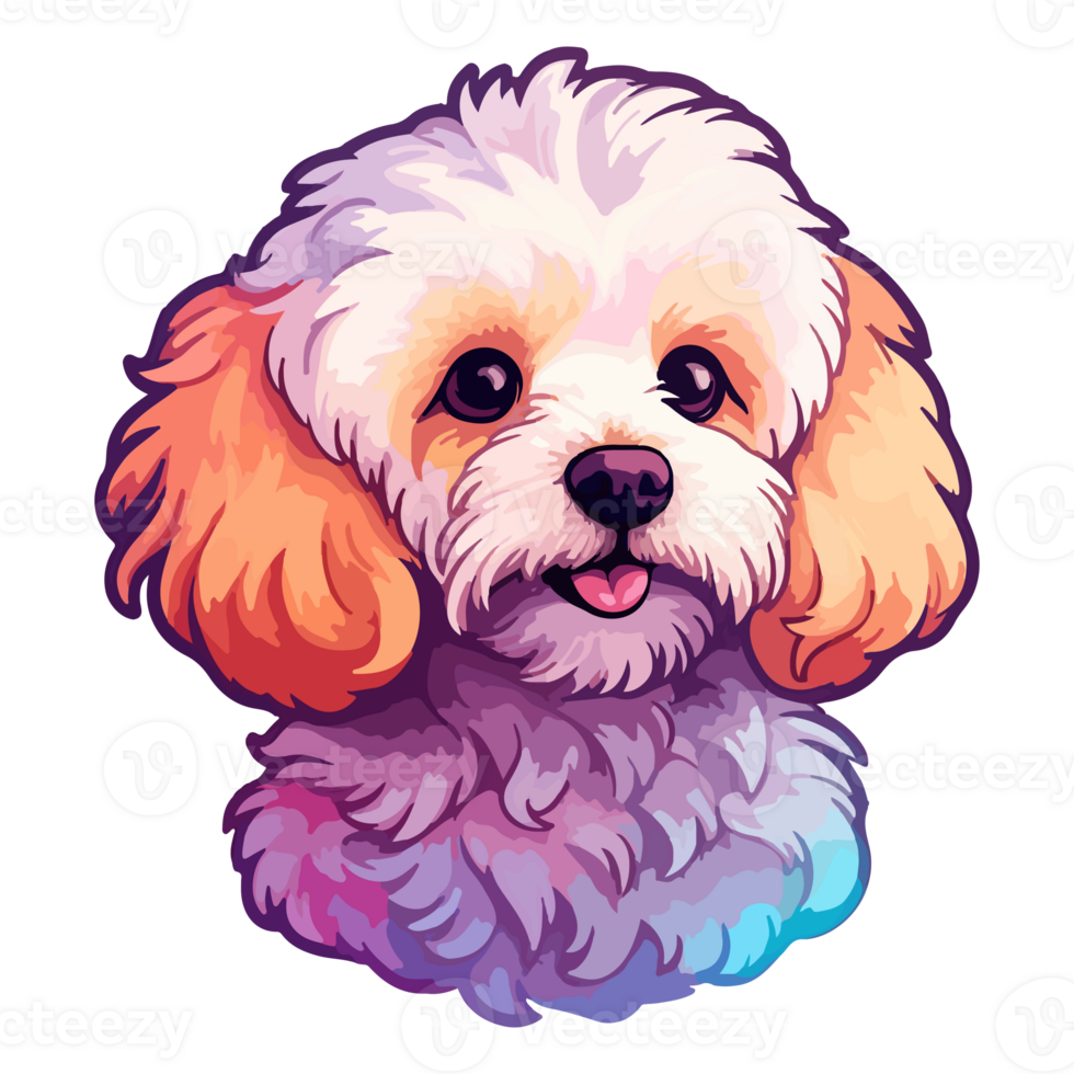 kleurrijk Maltipoo hond, Maltipoo portret, hond sticker klem kunst, hond minnaar ontwerp, ai gegenereerd. png