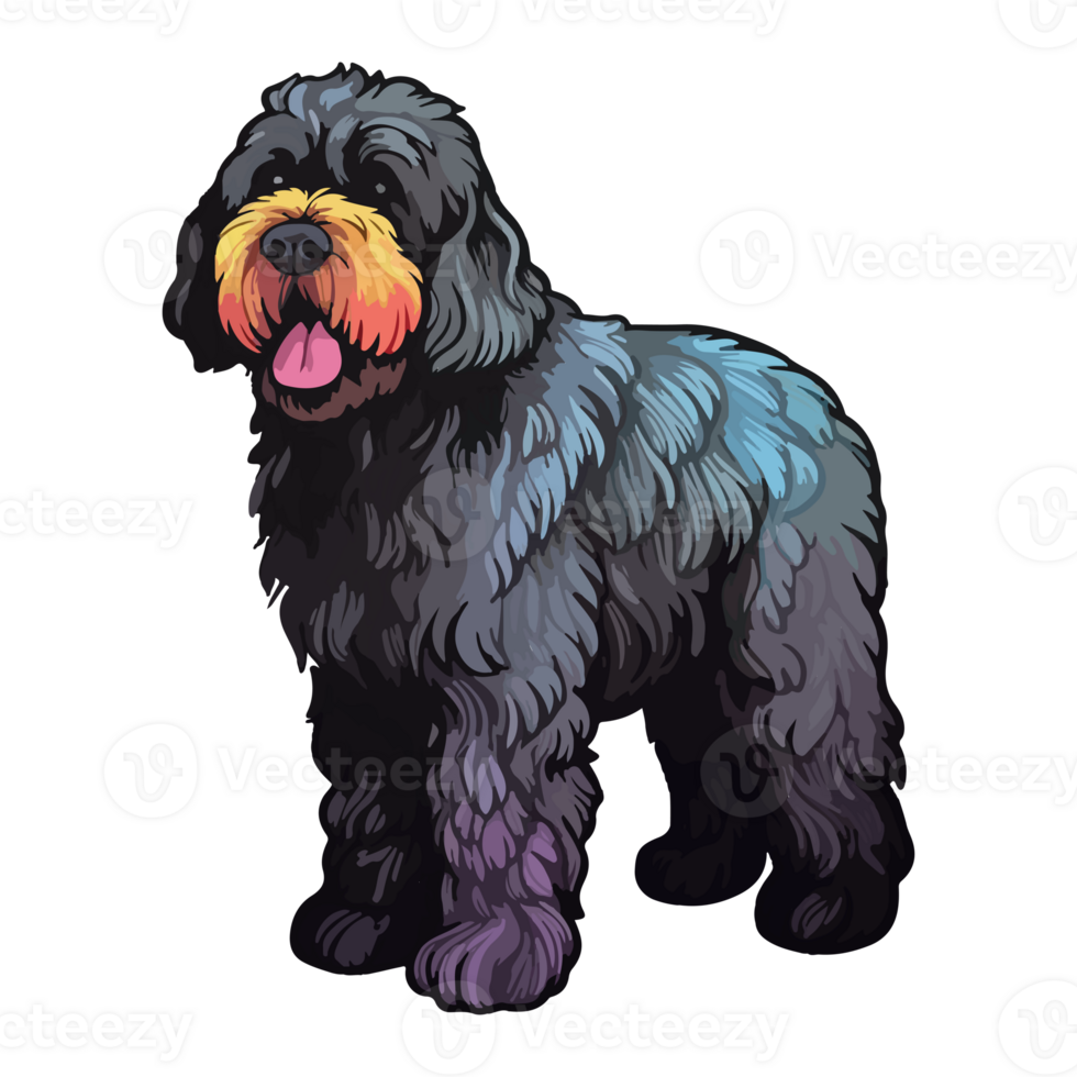 Colorful Black Russian Terrier Dog, Black Russian Terrier Portrait, Dog Sticker Clip art, Dog Lover design, . png