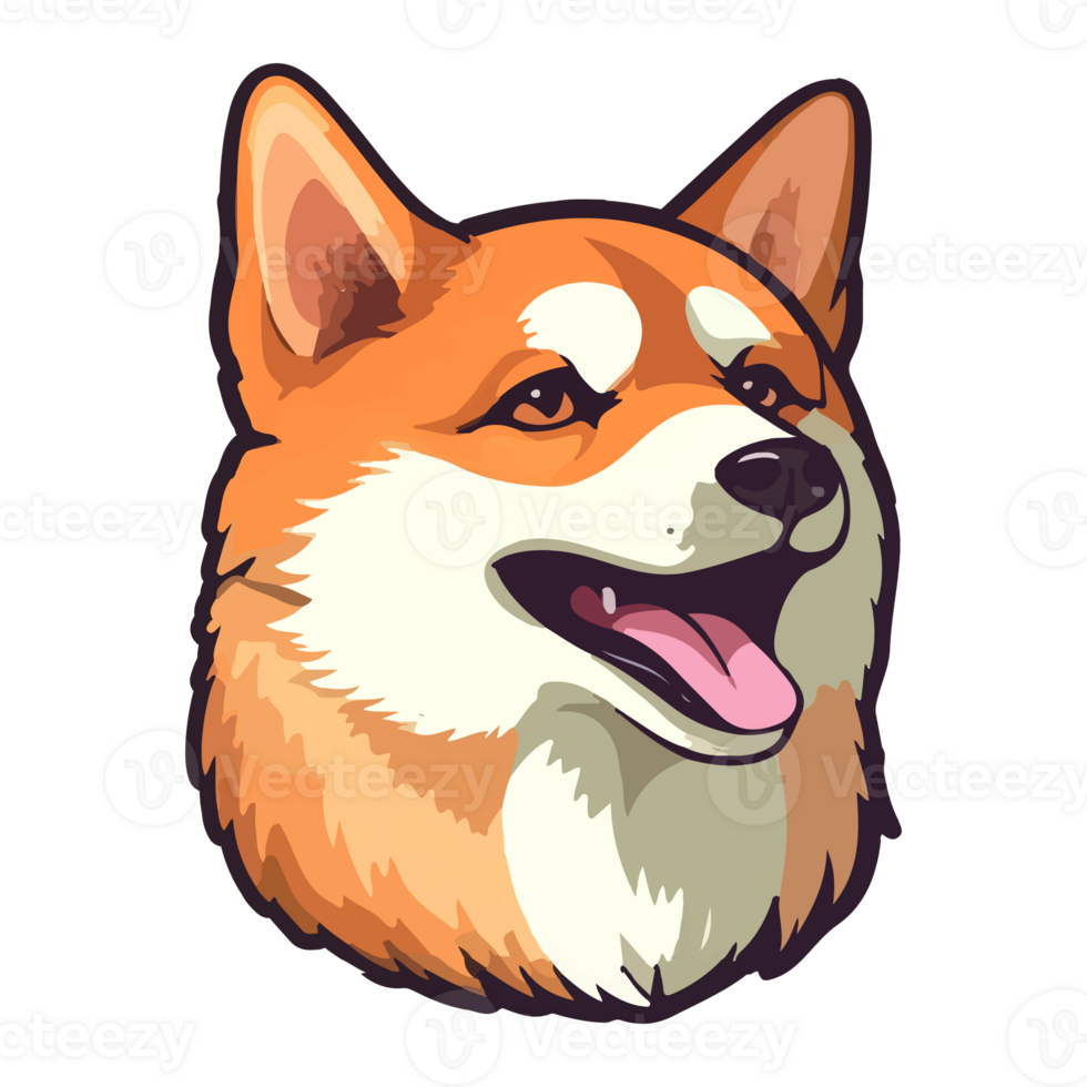 Colorful Shiba Inu Dog, Shiba Inu Portrait, Dog Sticker Clip art, Dog Lover design, . png