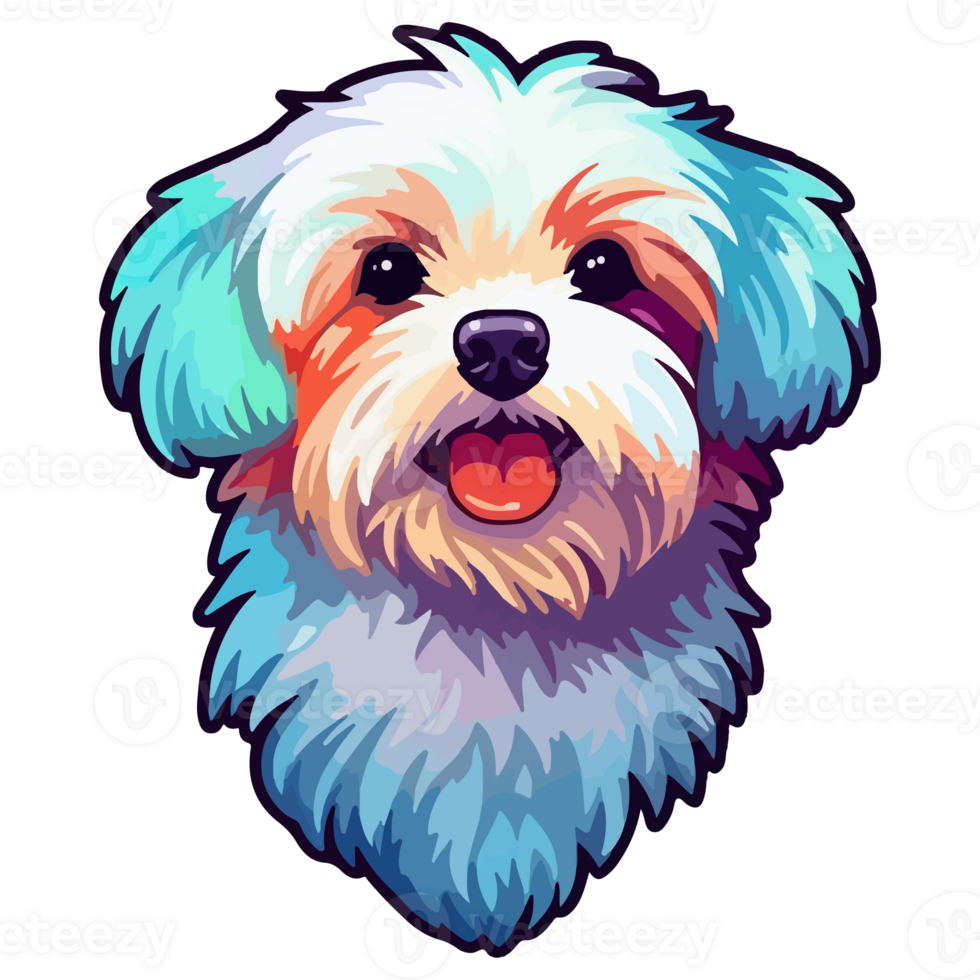 Colorful Maltese Dog, Maltese Portrait, Dog Sticker Clip art, Dog Lover design, . png