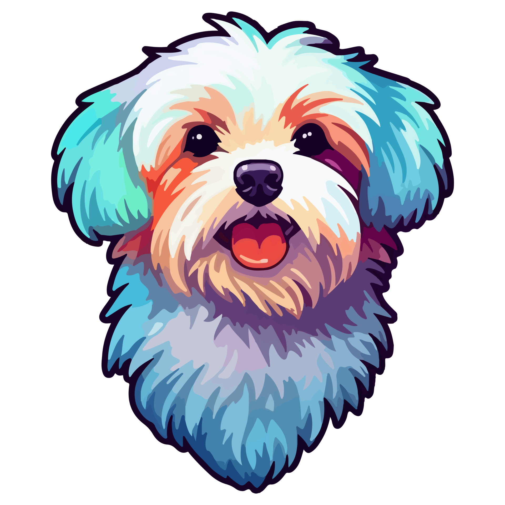 Colorful Maltese Dog, Maltese Portrait, Dog Sticker Clip art, Dog Lover