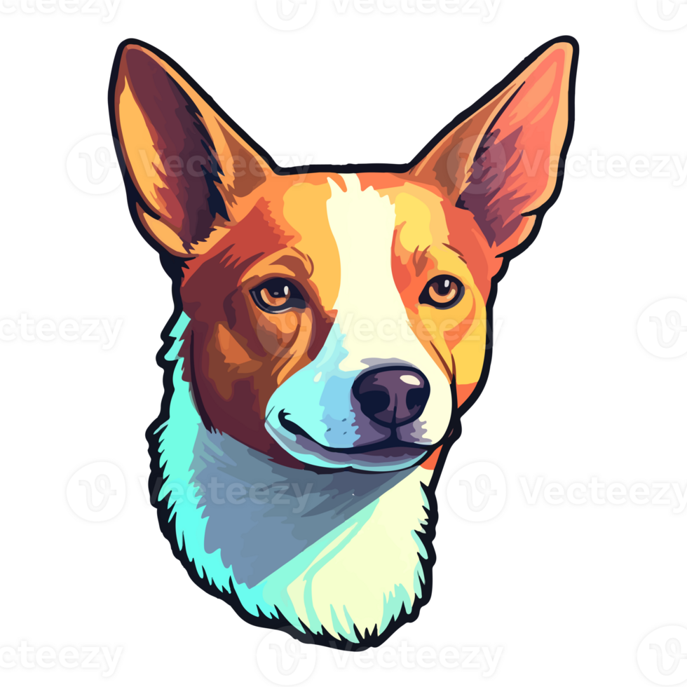 Colorful Basenji Dog, Basenji Portrait, Dog Sticker Clip art, Dog Lover design, . png