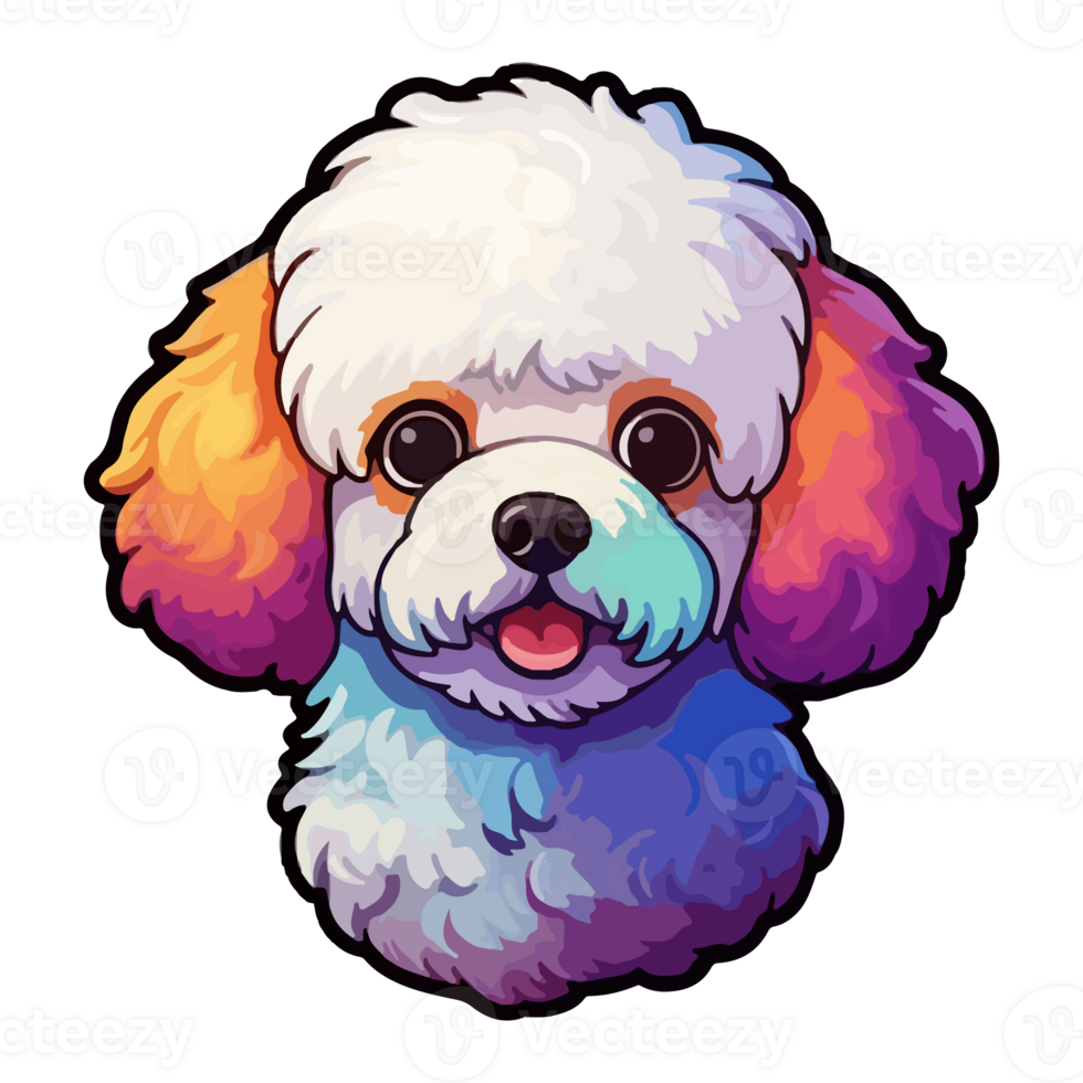 Colorful Bichon Frise Dog, Bichon Frise Portrait, Dog Sticker Clip art, Dog Lover design, . png