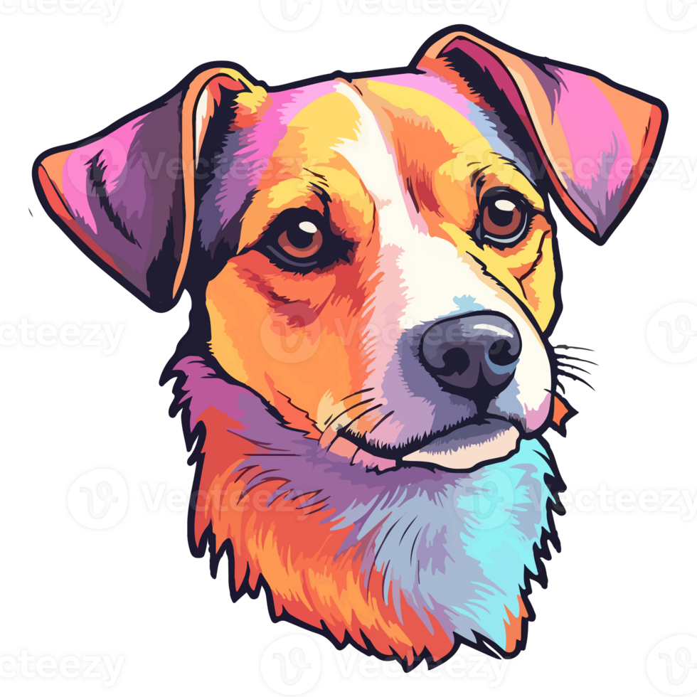 kleurrijk jack Russell terriër hond, jack Russell terriër portret, hond sticker klem kunst, hond minnaar ontwerp, ai gegenereerd. png