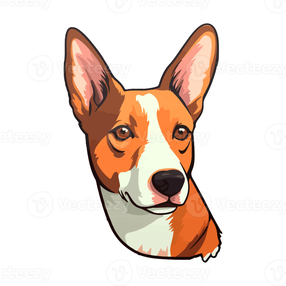 Colorful Basenji Dog, Basenji Portrait, Dog Sticker Clip art, Dog Lover design, . png