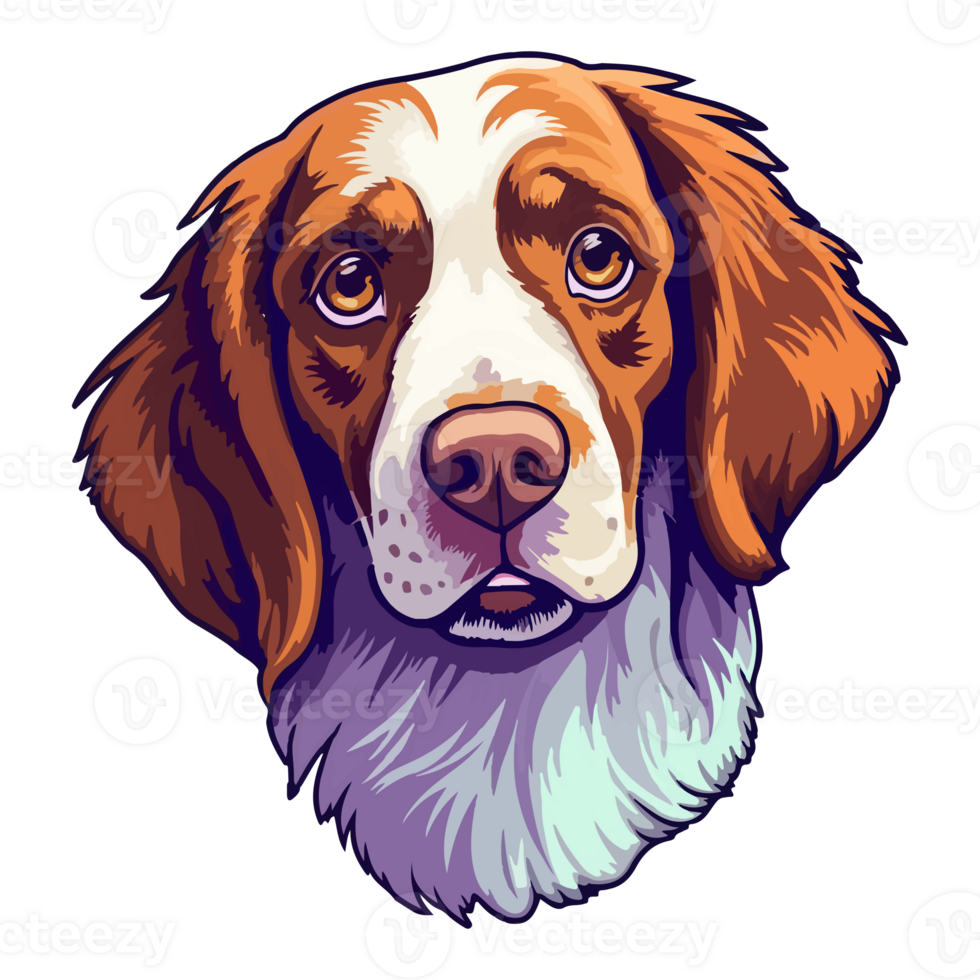 Colorful Brittany Spaniel Dog, Brittany Spaniel Portrait, Dog Sticker
