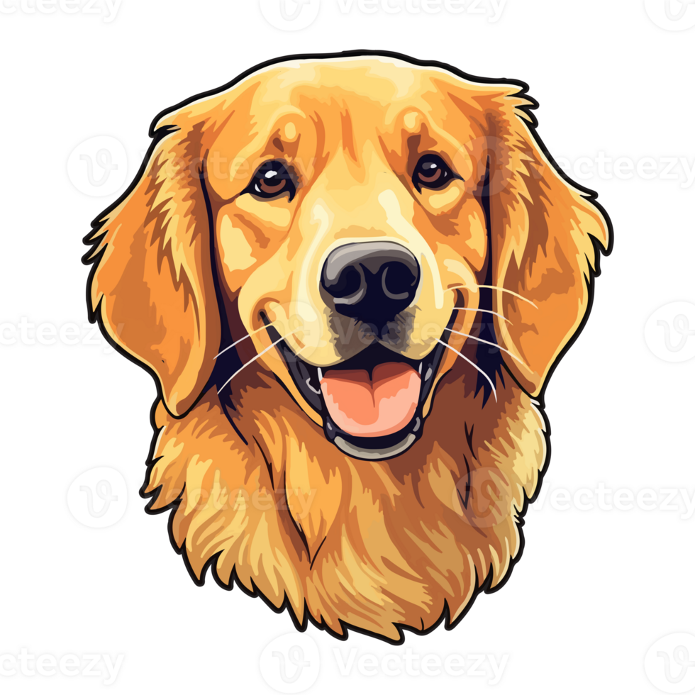 Colorful Golden retriever Dog, Golden retriever Portrait, Dog Sticker Clip art, Dog Lover design, . png