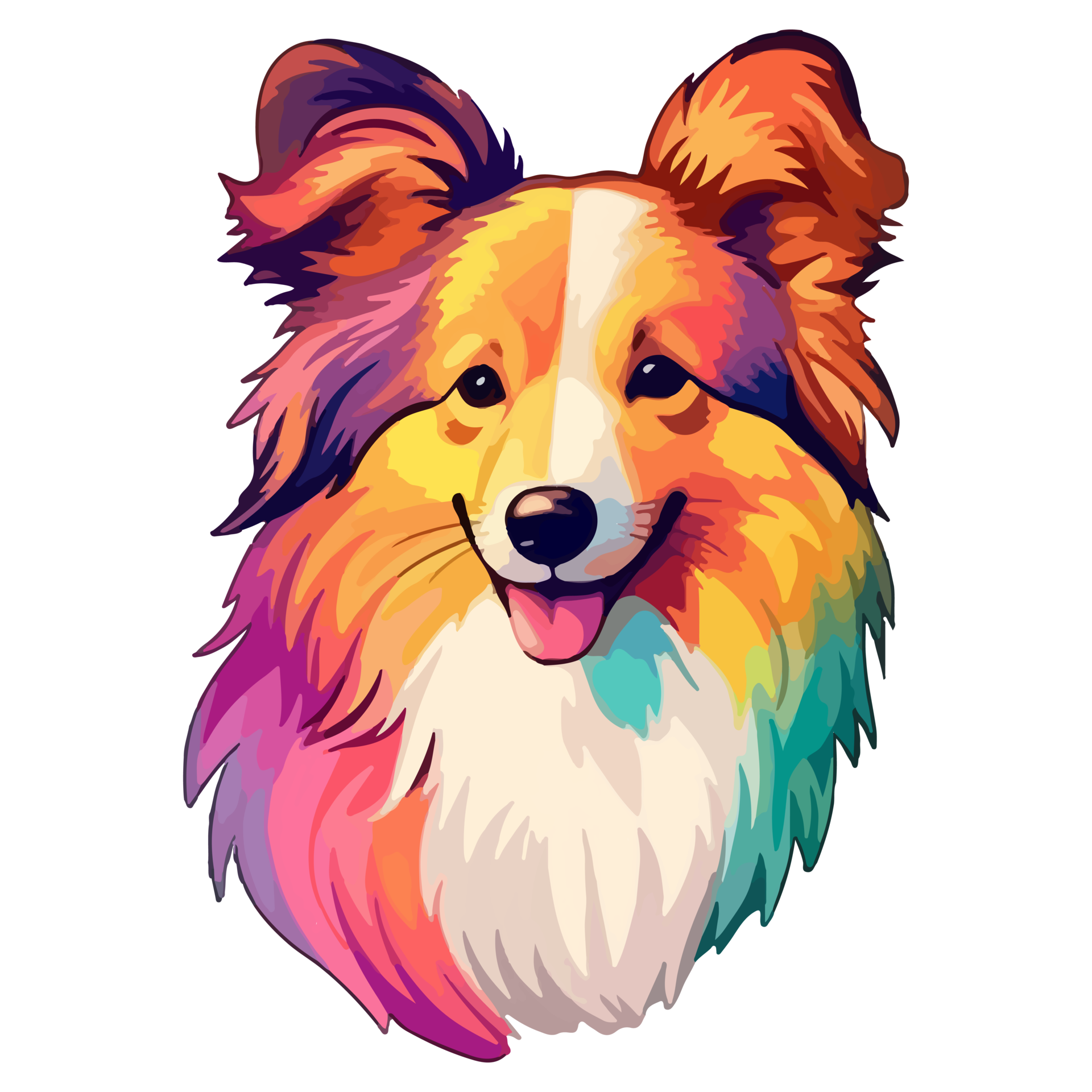 Colorful Shetland sheepdog Dog, Shetland sheepdog Portrait, Dog Sticker