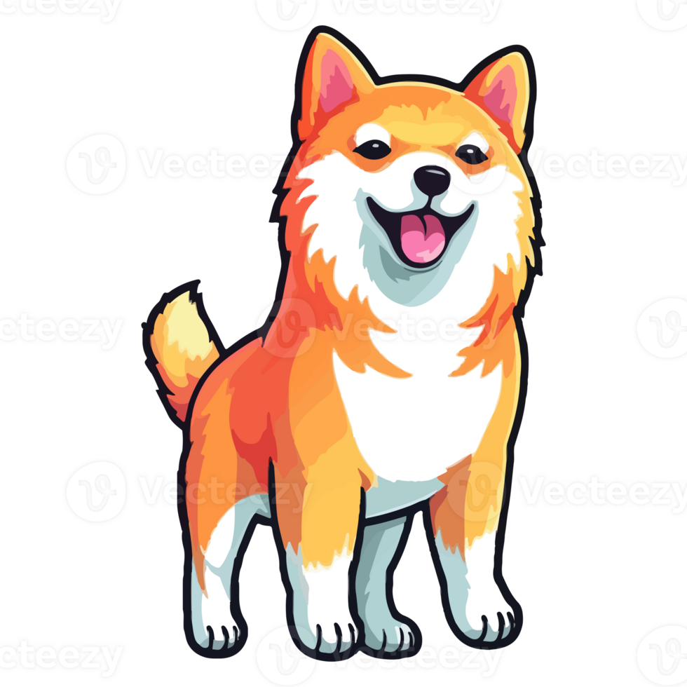 Colorful Shiba Inu Dog, Shiba Inu Portrait, Dog Sticker Clip art, Dog Lover design, . png