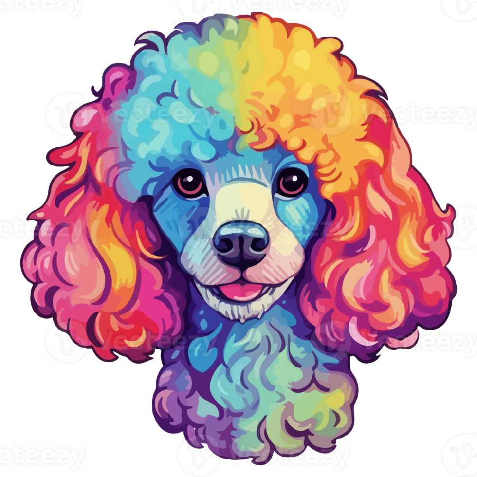 Colorful Poodle Dog, Poodle Portrait, Dog Sticker Clip art, Dog Lover design, . png