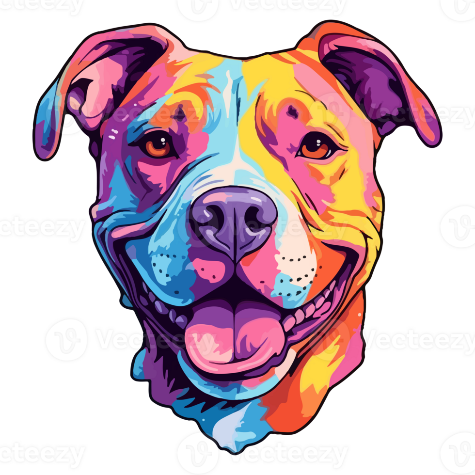 Colorful American pit bull Dog, American pit bull Portrait, Dog Sticker Clip art, Dog Lover design, . png