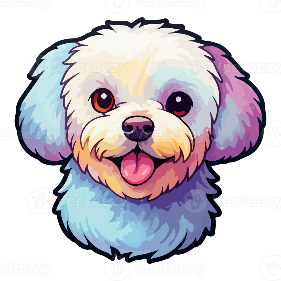 Colorful Bichon Frise Dog, Bichon Frise Portrait, Dog Sticker Clip art, Dog Lover design, . png