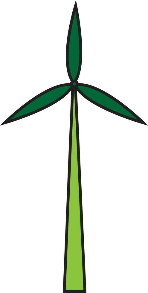 Green windmill on white background. vector