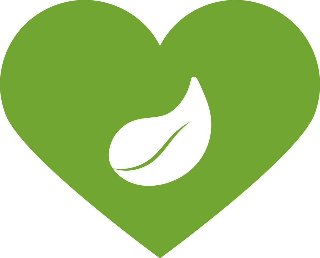 Heart with leaf icon for Nature, Love concept. vector
