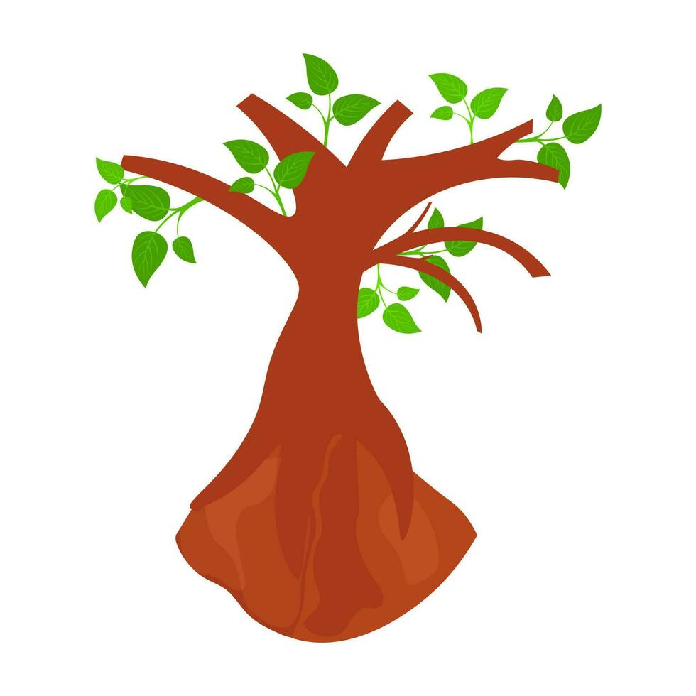 Illustration of tree icon in brown and green color. vector