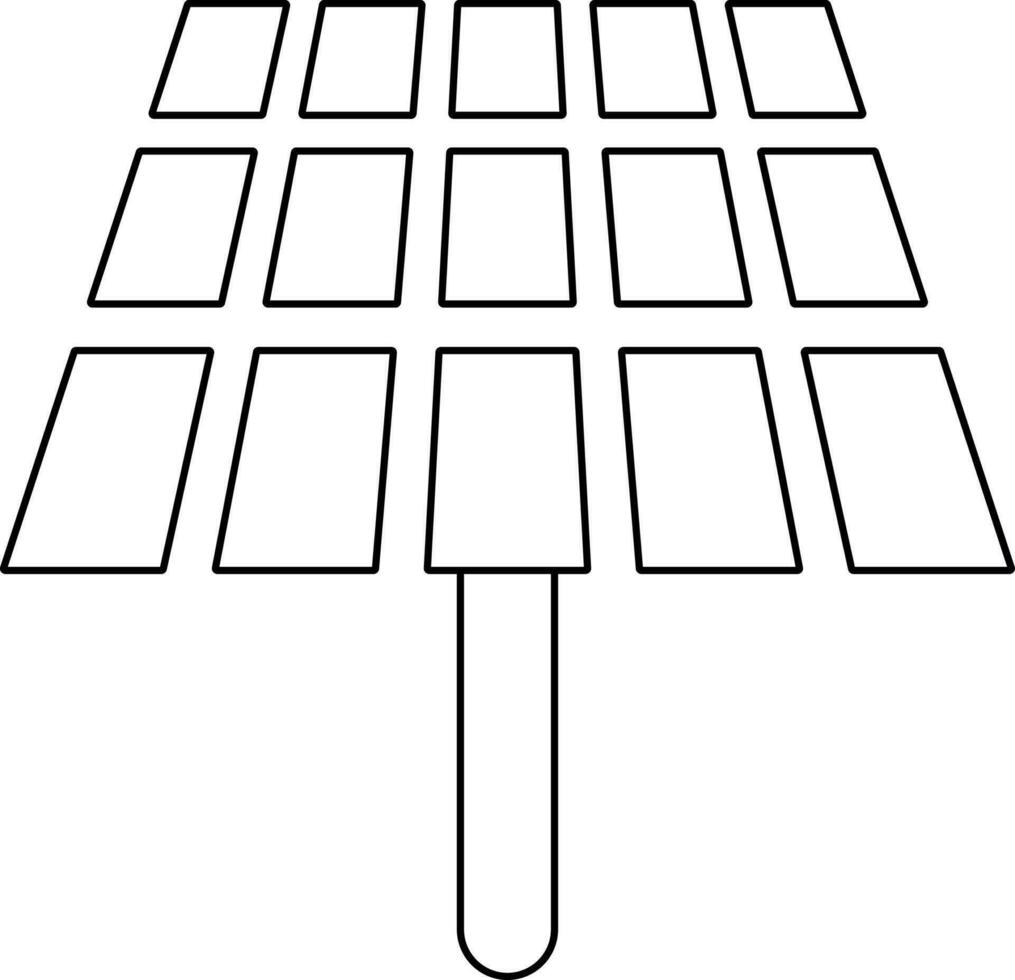 Solar Panel icon in black strokes for Solar energy concept. vector