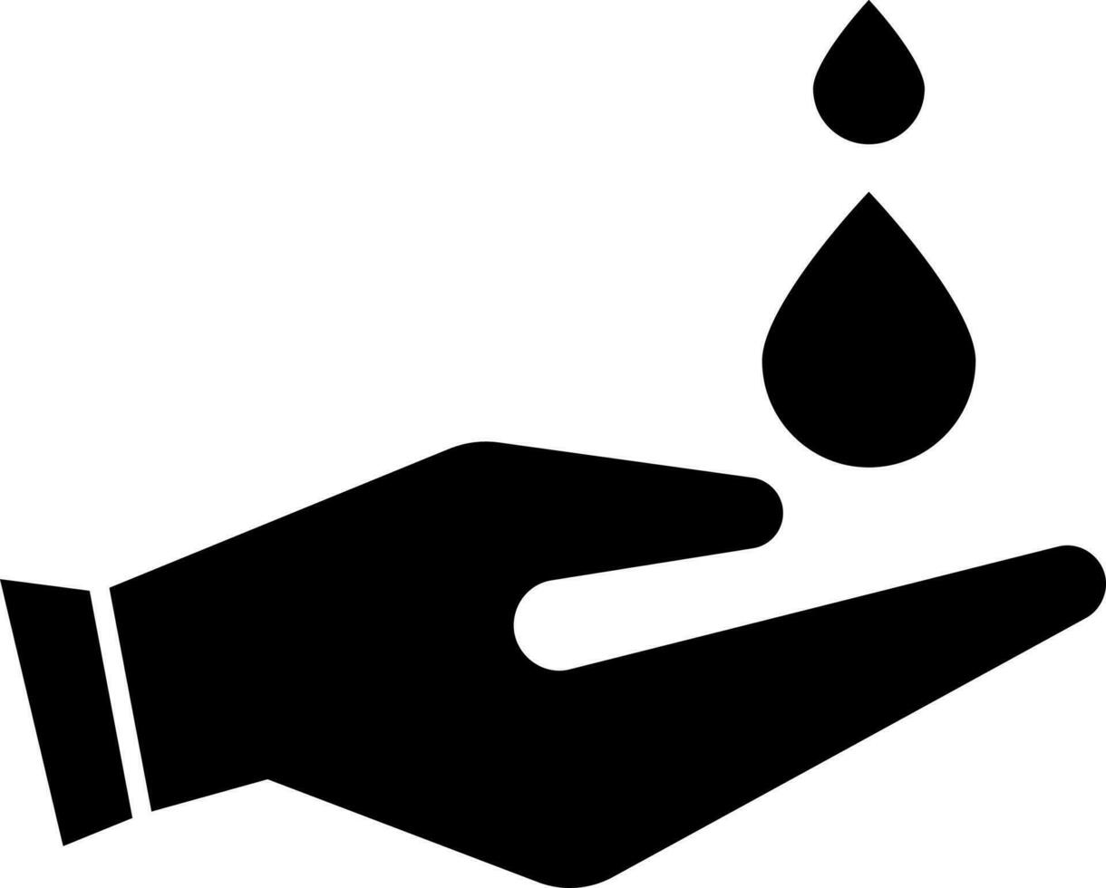 Black human hand holding drops. vector